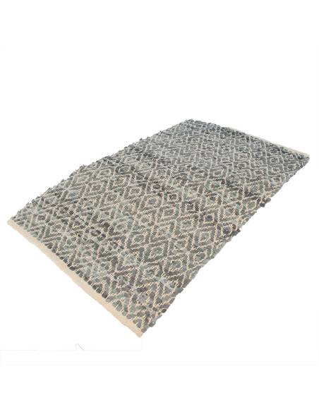 Tapis tressé en cuir et coton