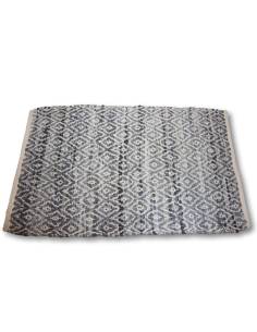 Tapis tressé en cuir et coton 2