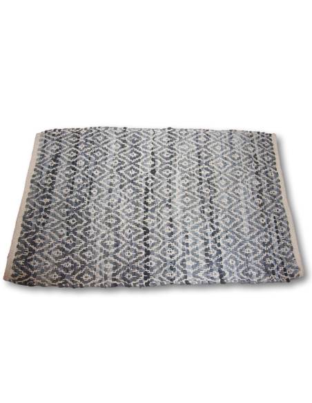 Tapis tressé en cuir et coton