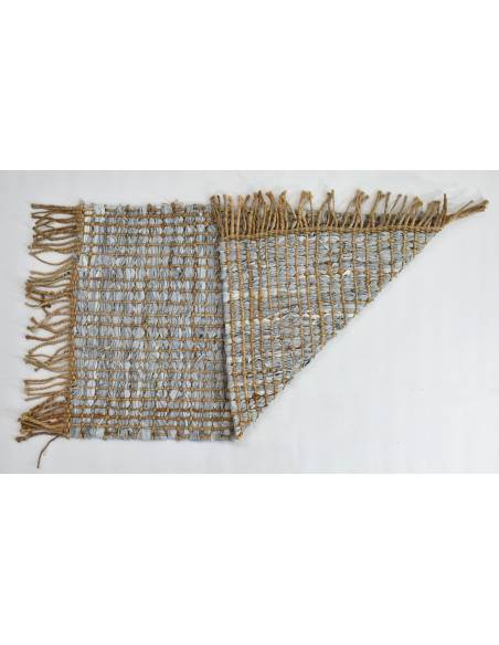 Tapis tressé en cuir et jute gris DURRY