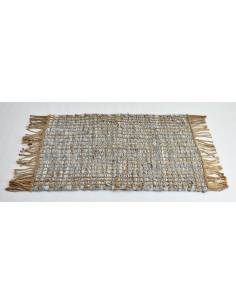 Tapis tressé en cuir et jute gris DURRY