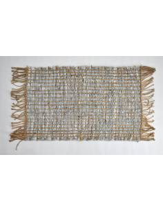 Tapis tressé en cuir et jute gris DURRY 2