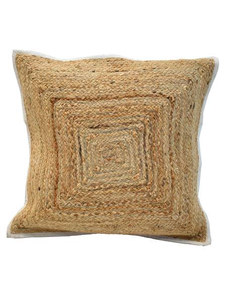Coussin tressé en jute naturel