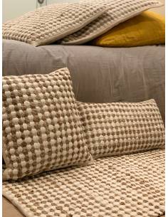 Tapis tressé en coton et jute QUADRADO beige 2