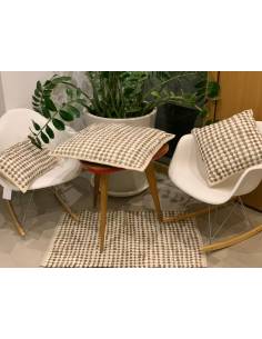 Tapis tressé en coton et jute QUADRADO beige