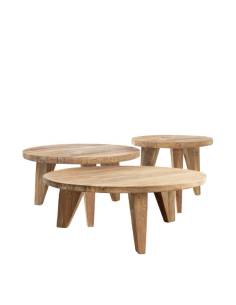 Set de 3 tables basses en teck 2